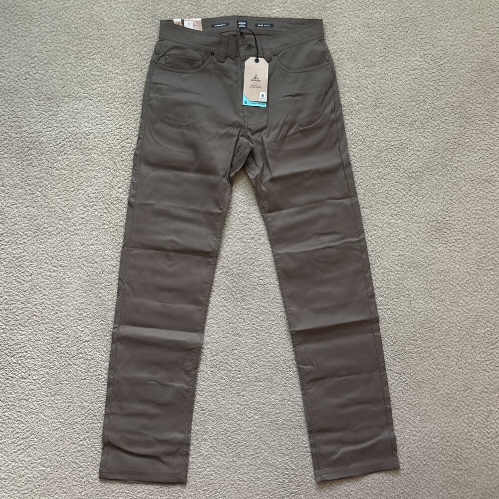 prAna Brion Pant 30x34 Standard Straight Stretch Five Pocket Slate Green NWT